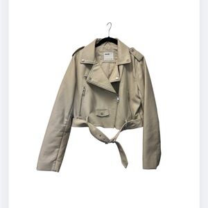 Elodie Chic cream Cropped Biker Jacket